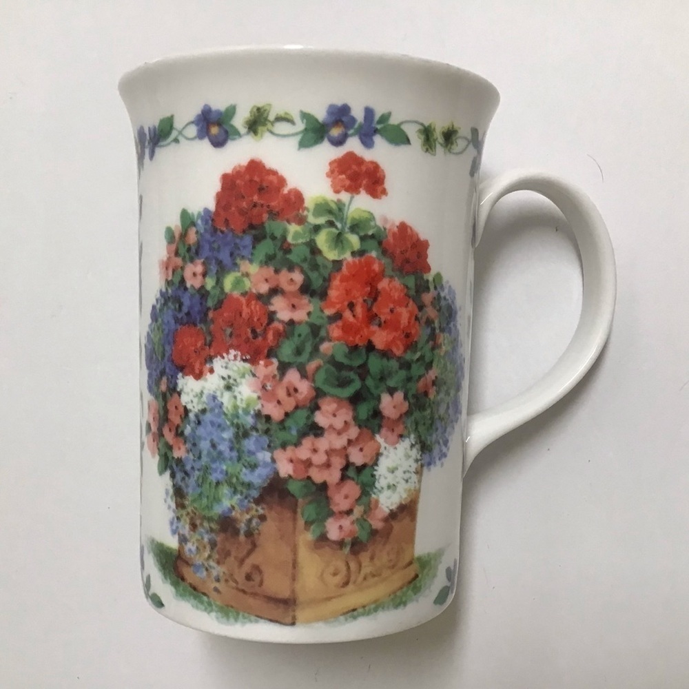 Queen's Fine Bone China Tea Cup Geranium Recipe Gardening Coffee Mug Kathy Brown - Picture 10 of 16